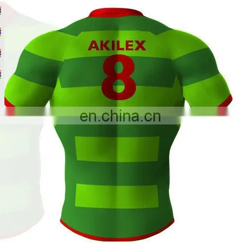 100% Polyester Custom Sublimation Striped Rugby Jersey Show Your Body photo-4
