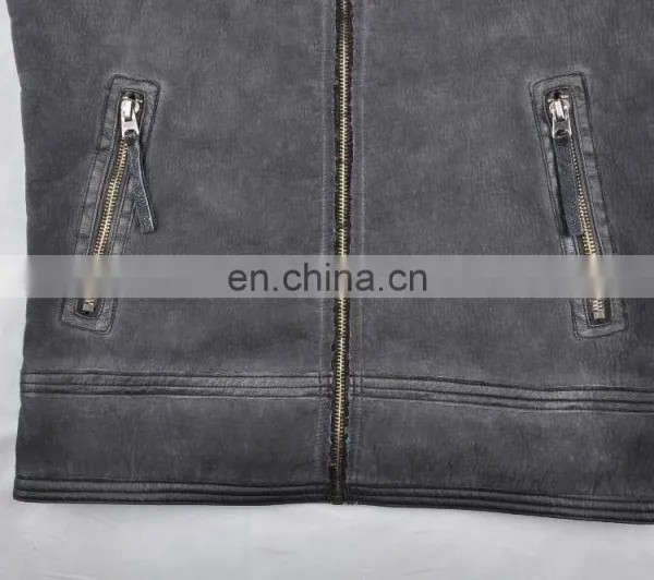 2015 Lastest Fashion Mens Stylish Warm Lamb Nappa Leather Jacket photo-4