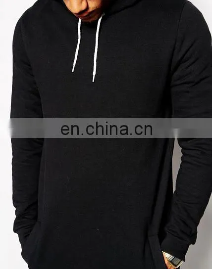 China Supplier Men's Clothing Custom Cotton/Polyester Fleece Extra Long Tail Hoodie Sweatshirt photo-2