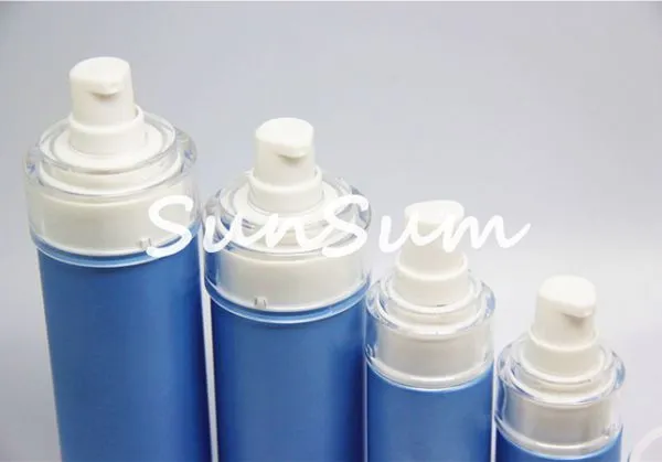 Set Blue Color Set Lotion Pump Silver Cap Jar and Lotion Cream Bottle photo-4