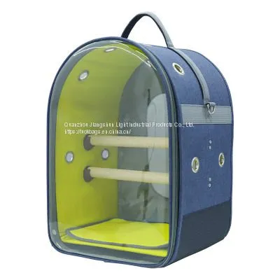 Pet Carry Out Bag Transparent Budgie Bird Breeding Cage Backpack Wire Canaries