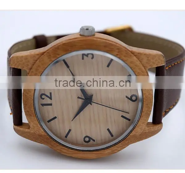 Wholesale Customized Personalized Fashion Wood Case Watch Men Custom Logo Wrist Watch With Leather Band photo-3