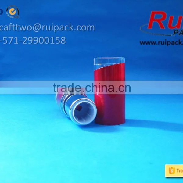 Round Red Lipstick Tube With Aluminum Inner, Lip Cream Container With Clear Head Cover photo-4