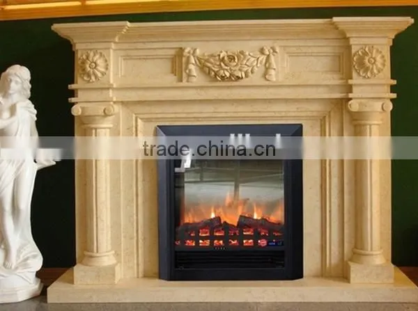 Western Style Antique Indoor Egypt Yellow Marble Fireplaces photo-2