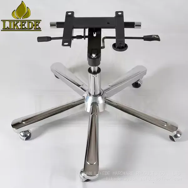 5-Leg Swivel Chair Base Iron Steel Chrome Adjustable Metal Height Office Leisure Outdoor Living Room Workshop Laundry Leg photo-3