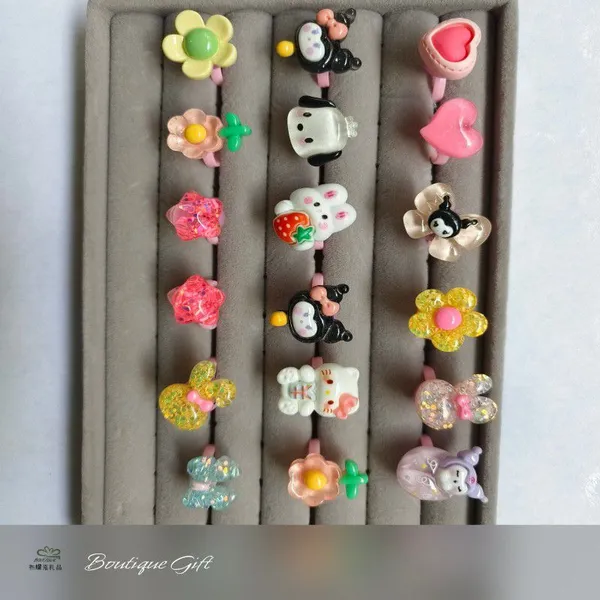 Kids' Colorful Adjustable Rings Set