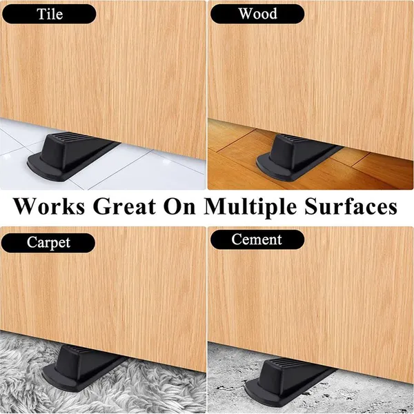 4 Pack Door Stoppers, Rubber for Bottom of Door, Rubber Door Stopper Wedge, Sturdy Stackable Door Stops for Floor photo-3