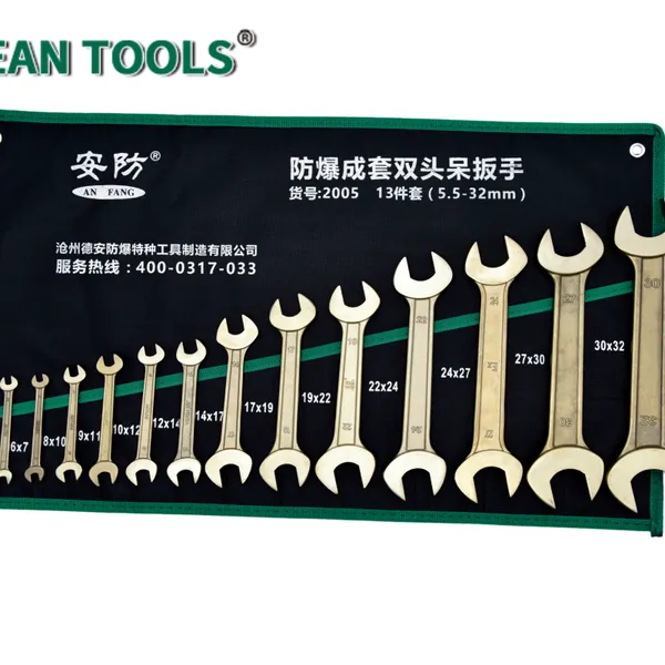 Non Sparking Double Open End Wrench Set 6pcs 5.5*7-22*24 mm Aluminum Bronze Alloy Suitable for Explosive Environments photo-4