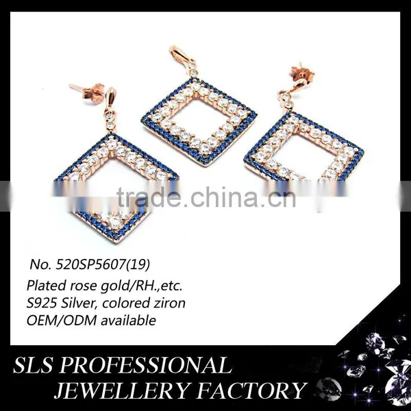 2015 Fashion Russian Jewelry Sets 925 Cubic Zircon Woman Silver Wedding Jewelry Set