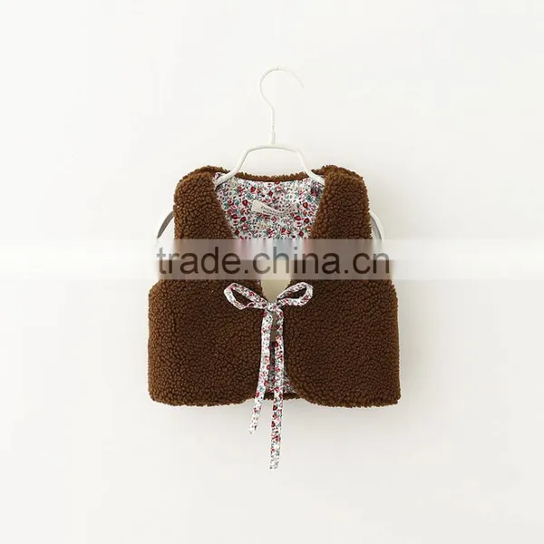 2015 Autumn & Winter Children Vest All-match Girl Lamb Wool Fur Coat Baby Girl Outwear With Fur Balls photo-4