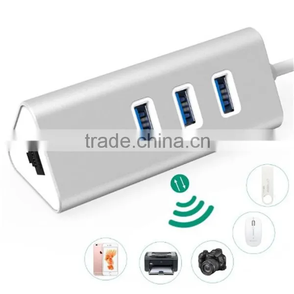 Aluminum Ethernet Port RJ45 Wifi Adapter 3. 0 USB Hub With 3 Port photo-3