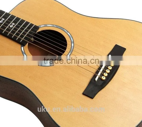 China Supplier UKU Brand 34" Chinese Wholesale Nature Color Spruce Body Mahogany Neck Global Acoustic Guitar photo-5
