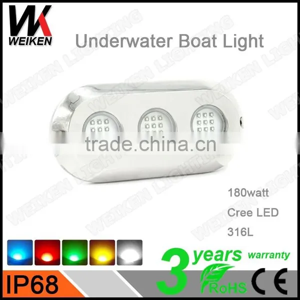 Waterproof Stainess Steel Wholesale Led Underwater Lights Crees 180w 12v Led Navigation Lights Marine Swimming Pool Yacht