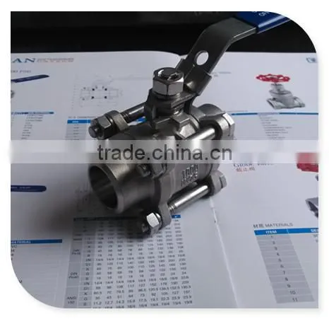 3PC Butt-Weld 304/316 Stainless Steel Full Port Ball Valve 1000WOG