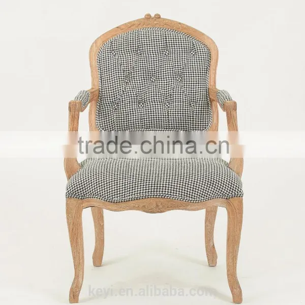Upholstered Hand Carved Fancy Retro Style Living Room Chair/Vintage French Style Wood Armchair (CH-923-Oak ) photo-2