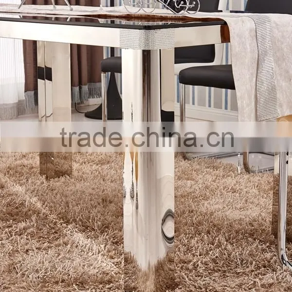 High-glass Glass Top Stainless Steel Base 4 Piece Dinign Set With Chairs photo-4