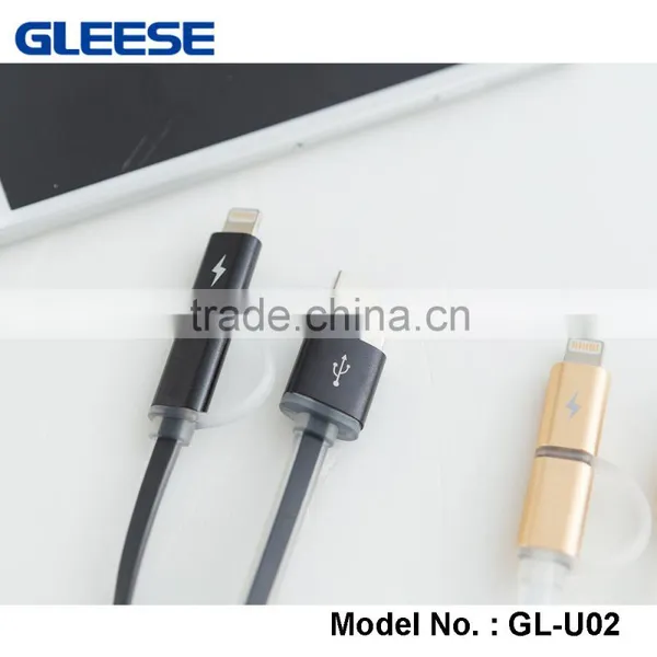 Gleese High Quality Data Charger 2 in 1 TPE Copper Core Micro USB Cable for IPhone and Android photo-3