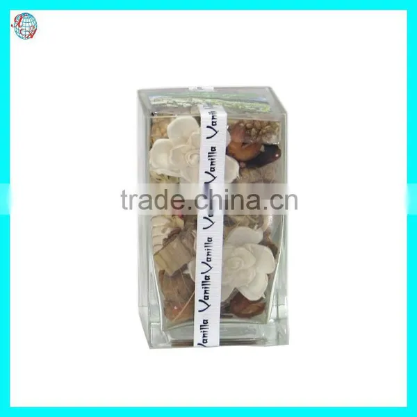 Scented Potpourri Dried Sola Flower In Glass Vase