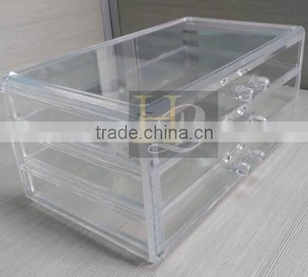 Clear Cube Acrylic Storage 3 Drawers Clear Acrylic Makeup Organizer photo-4