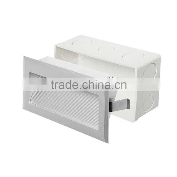 Rectangle Brushed Silver Led Step Light Recessed Wall photo-2