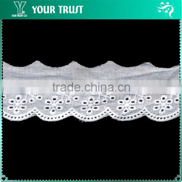 Width 14.0 Centimeter Flora White Cotton Trimming Lace photo-3