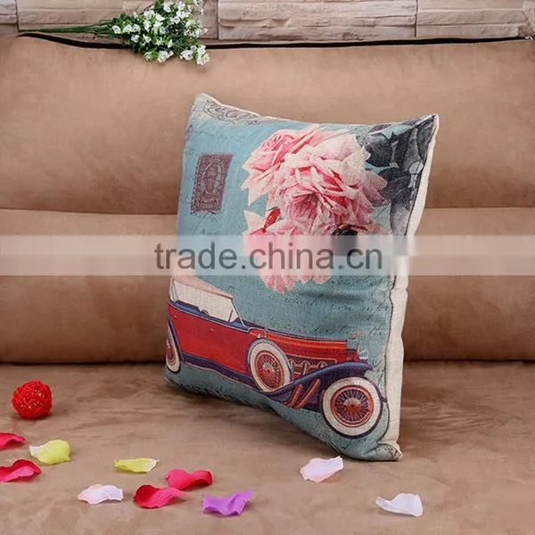 2015 Digital Printing Cartoon Car Series Cushion Cover Cotton and Linen Hold Pillow photo-3