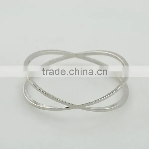 Silver Personalized Women Bracelets With X Shape Crystal Design Bangles photo-2