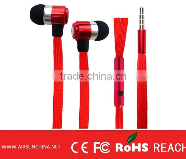 Colorful Shoelace Sports Metal Earphone With Microphone