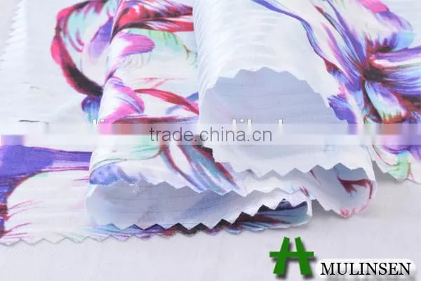 Shaoxing Mulinsen Woven New Design Print Stretch Satin Jacquard Fabric photo-4