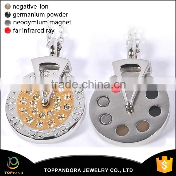 Stainless Steel Rhinestone Pendant With Energy Element Quantum Magnetic Energy Pendant