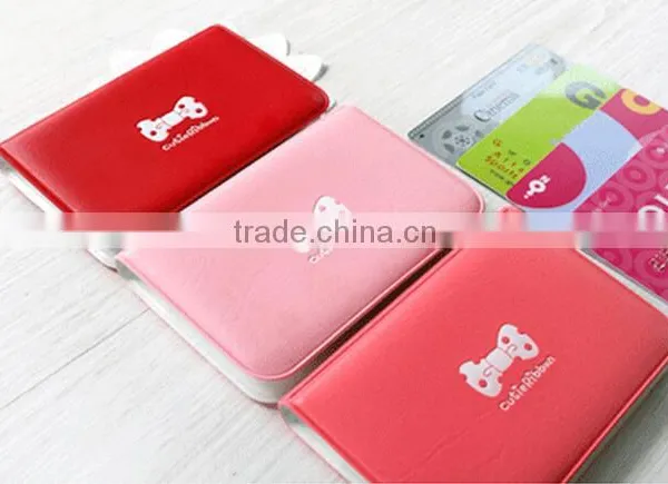 Lovely Business Credit Card Holder Wallet PU Leather Strap Buckle Bank Card Case Pvc ID Card Passport Holder Pocket Purse Bag
