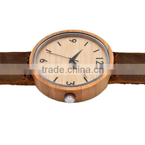 Leather Watch Strap Bamboo& Wood Smart Man Watch photo-6
