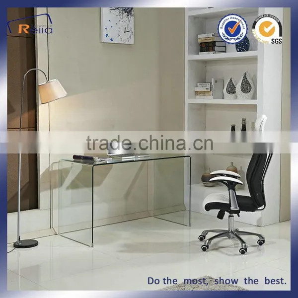 Luxury Wall Mounted Curved Glass Console Table photo-3