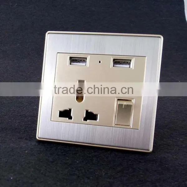 Stainless Steel Usb Wall Power Socket With Surge Protector photo-3