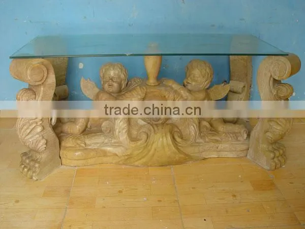 Modern Style Glass Top Hand Carved Marble Base Dining Table photo-6