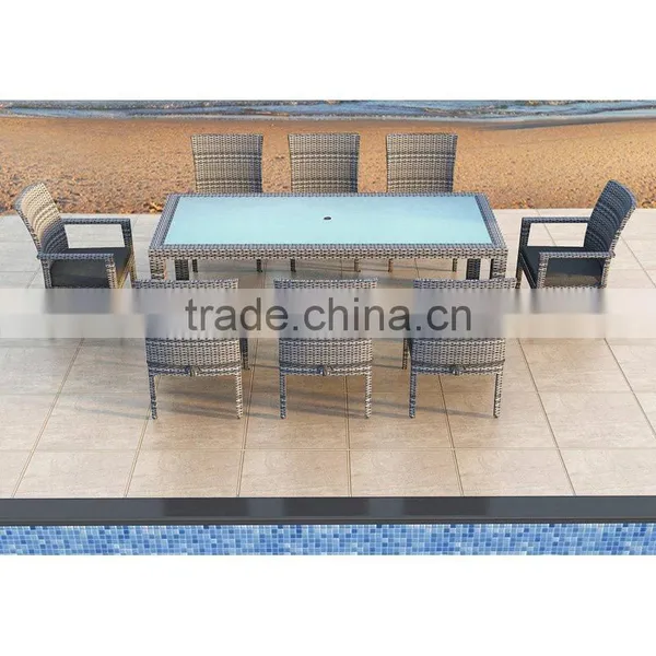 2017 Trade Assurance Display Cabinets Luxury Pvc Rattan Modular Metal Garden Glass Dining Table Set photo-2
