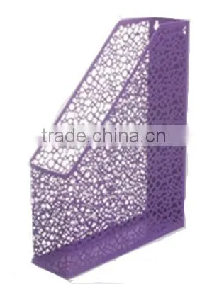Purple Metal Punched Office Magazine Document Rack photo-2