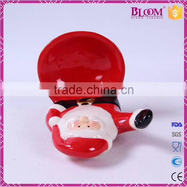 Christmas Santa Small Ceramic Tealight Candle Holder photo-5