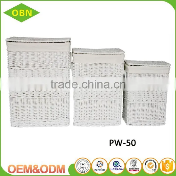 Customized Cheap Handwoven Unique Round Folding Brown Wicker Laundry Basket With Cover photo-4