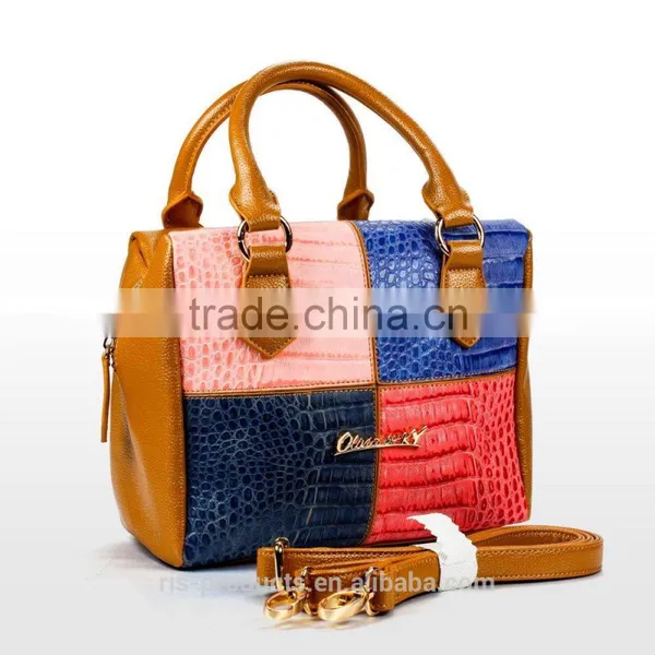 Oliviabyky New Designer Handbag Colorblock Chic Ladies Tote Bag