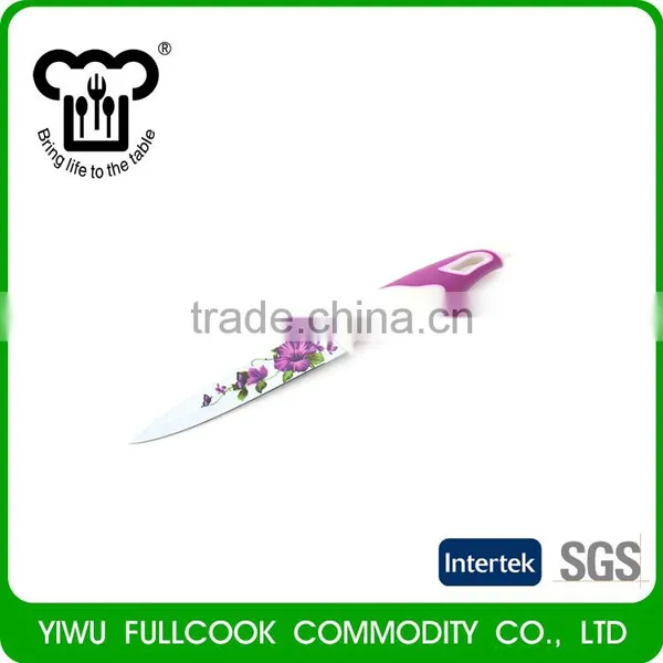 New Coming Trendy Style Flower Pattern No-stick Knife Set With Peeler photo-2