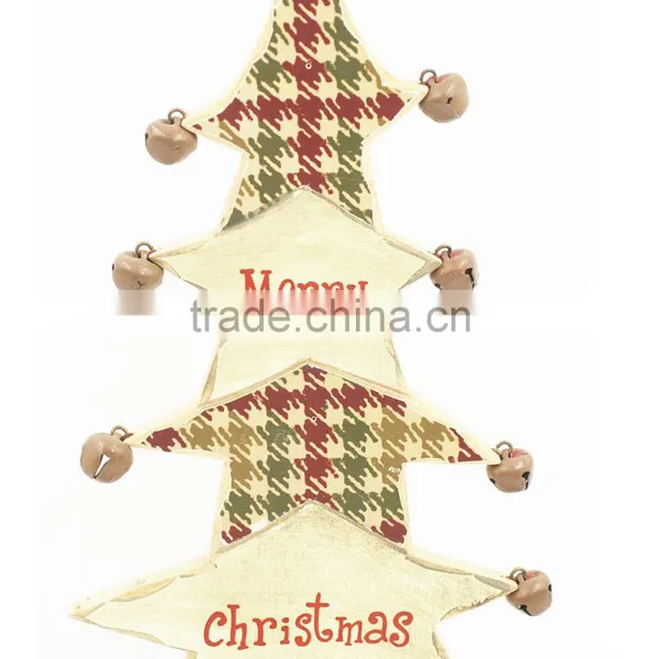 2017 New Design Mini Table Xmas Tree Decoration Carving Wood Artificial Christmas Tree With Bells photo-4
