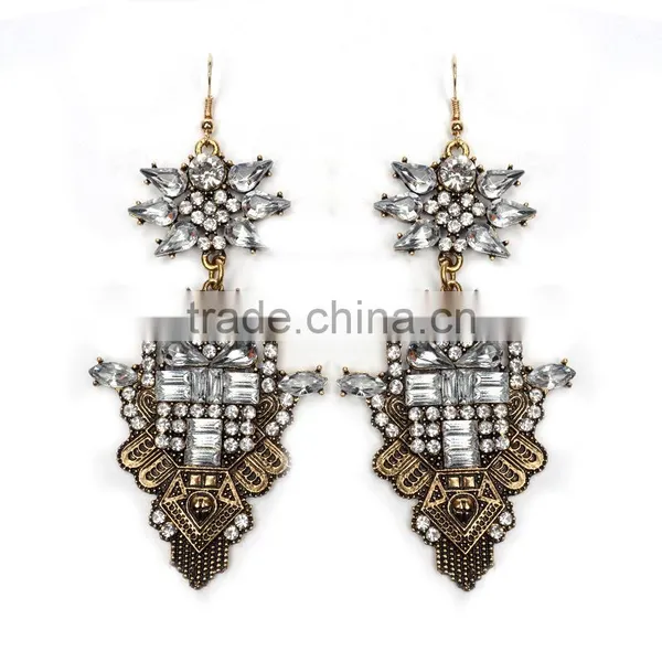Unisex Fashion Alloy Rhinestone Chain Statement Necklace Earring Jewelry Sets photo-4