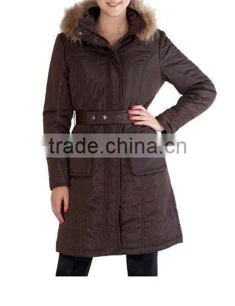 Women's Hooded Long Parka CoatPQ248 photo-2
