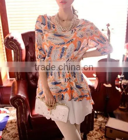 2013 Fashion Girls Top Design of Chiffon Blouse