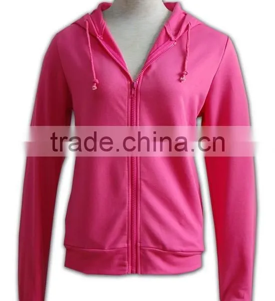 BSCI 2016 Design Sublimation Screenprint Embroidery Zipper Hoody Plain Pink Zipper Hoodie photo-2