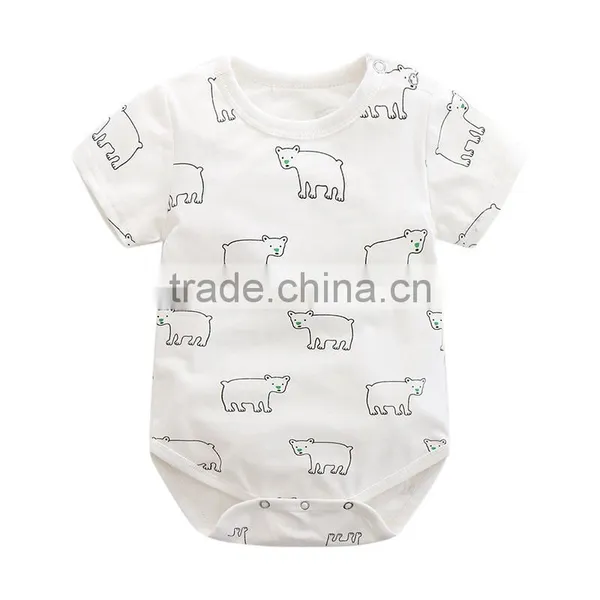 Newborn Summer Full Animal Printing Cotton Baby Bodysuit photo-3