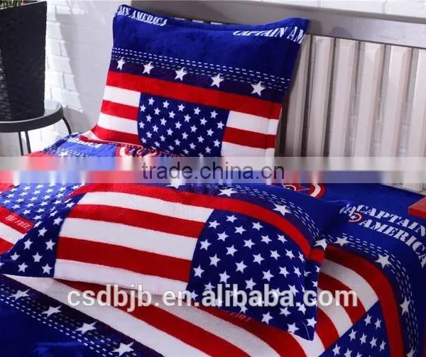 2017 NEW DESIGN FLAG FLANNEL 4PCS BEDDING SET photo-3