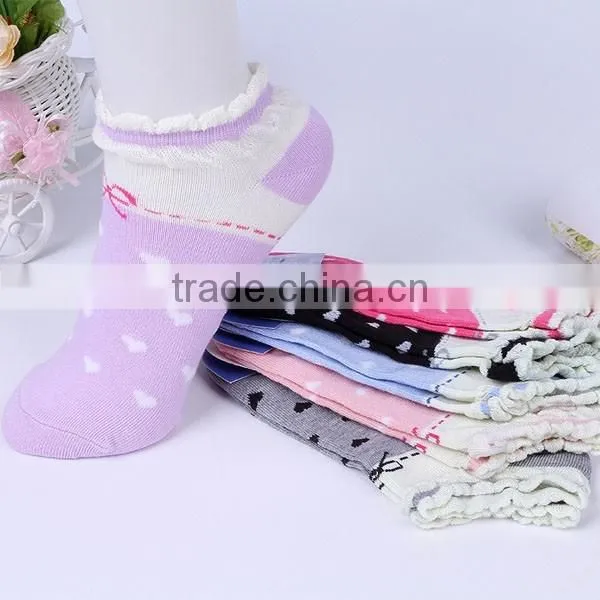 100%cotton Pretty Lace Love Heart Pattern Women Socks