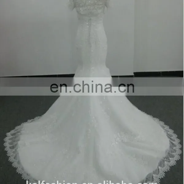 EBX-130 Off Shoulder Detachable Coat Lace Wedding Dress photo-2